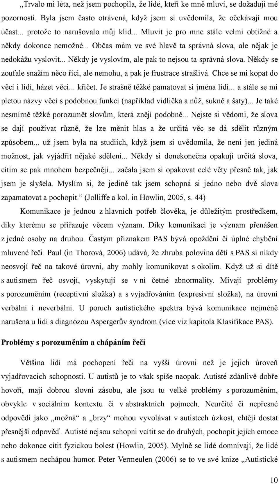 Někdy se zoufale snažím něco říci, ale nemohu, a pak je frustrace strašlivá. Chce se mi kopat do věcí i lidí, házet věci... křičet. Je strašně těžké pamatovat si jména lidí.