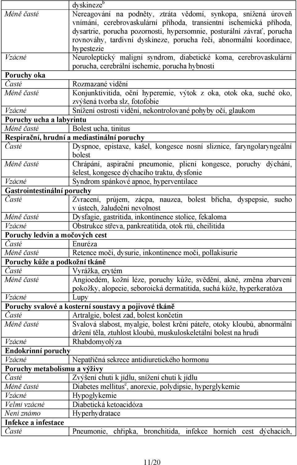 ischemie, porucha hybnosti Poruchy oka Rozmazané vidění Méně časté Konjunktivitida, oční hyperemie, výtok z oka, otok oka, suché oko, zvýšená tvorba slz, fotofobie Snížení ostrosti vidění,