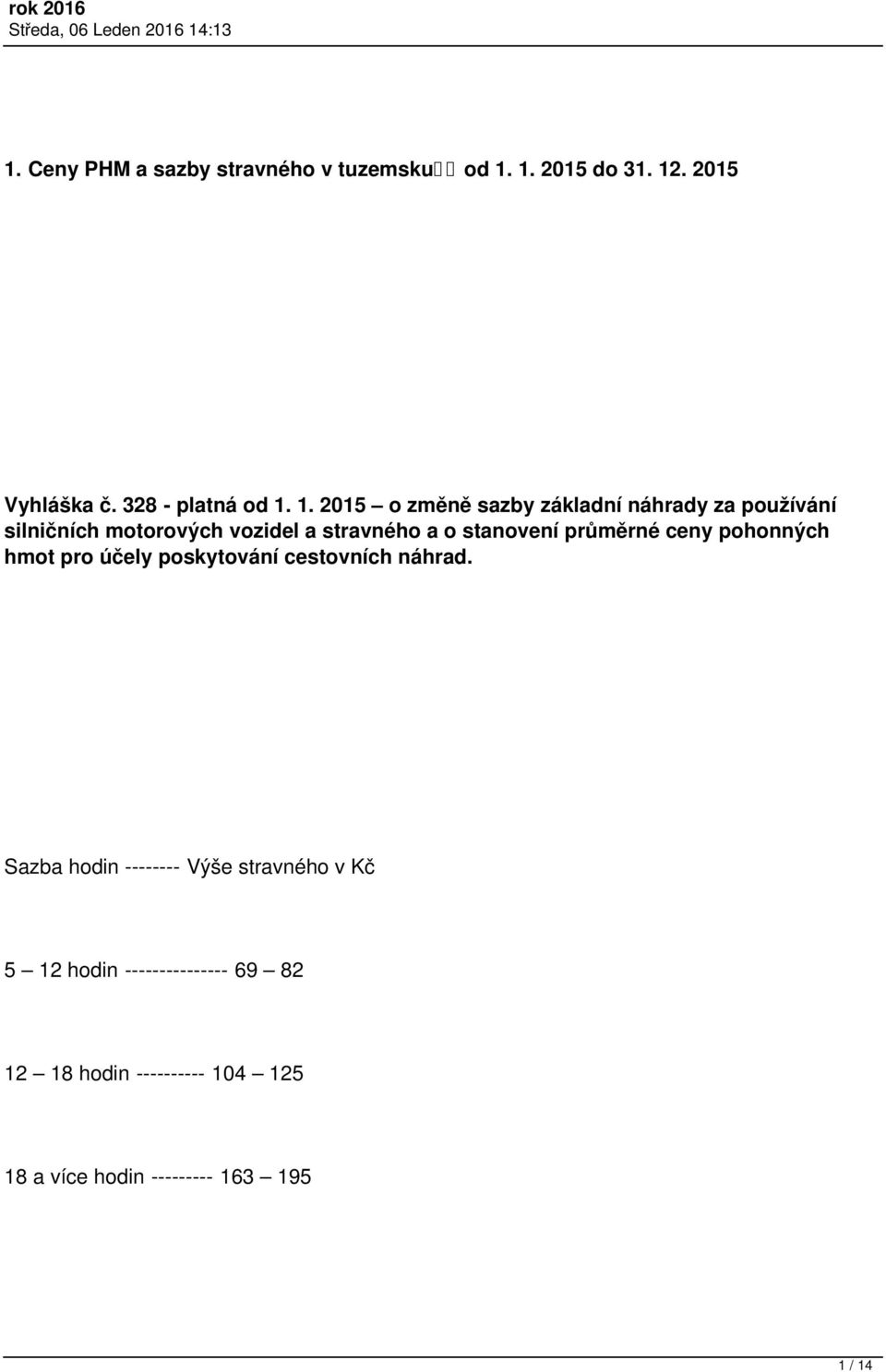 . 2015 Vyhláška č. 328 - platná od 1.