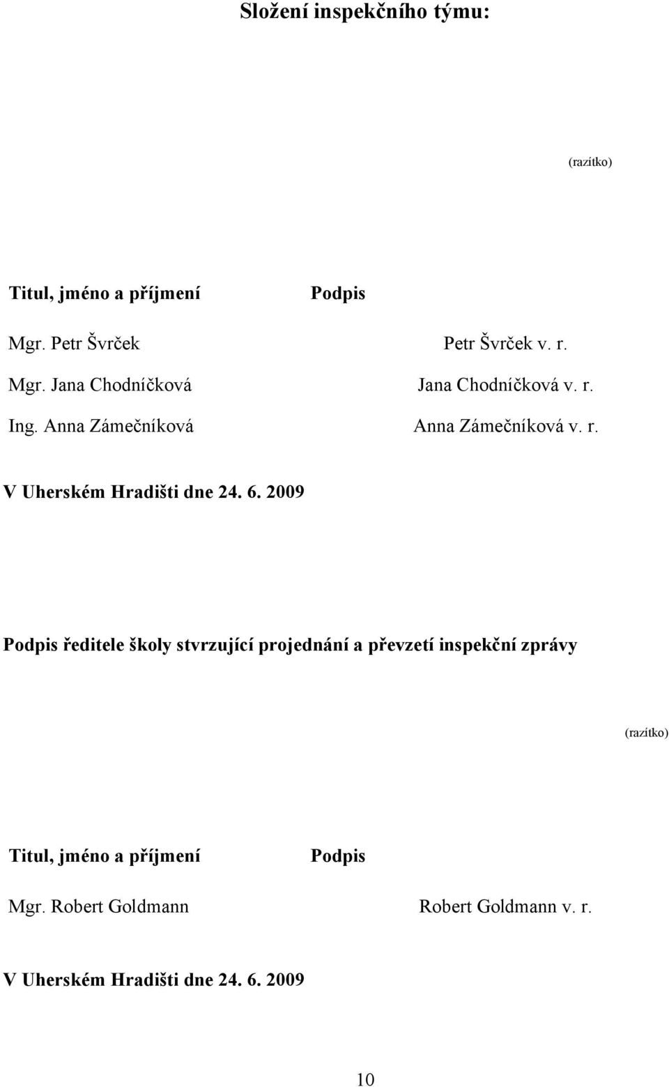 Anna Zámečníková Anna Zámečníková v. r. V Uherském Hradišti dne 24. 6.