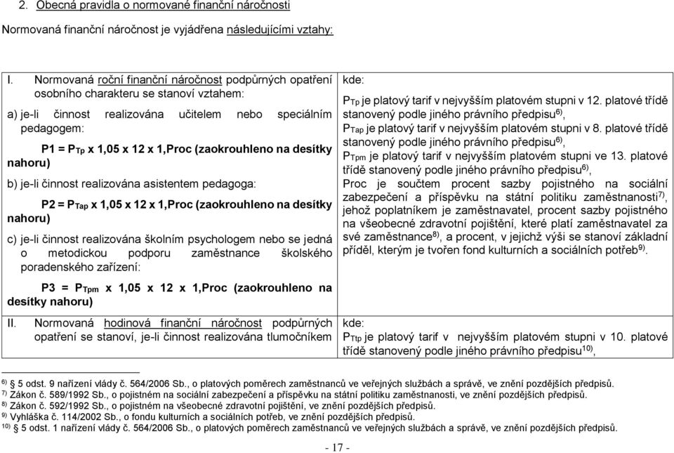 (zaokrouhleno na desítky nahoru) b) je-li činnost realizována asistentem pedagoga: P2 = PTap x 1,05 x 12 x 1,Proc (zaokrouhleno na desítky nahoru) c) je-li činnost realizována školním psychologem