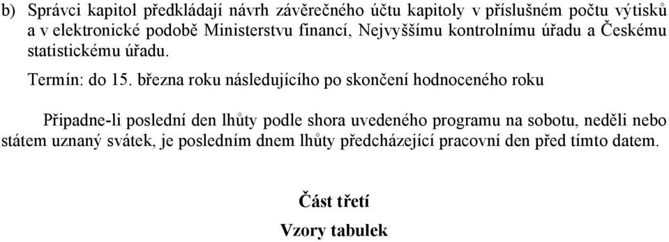 března roku následujícího po skončení hodnoceného roku Připadne-li poslední den lhůty podle shora uvedeného programu