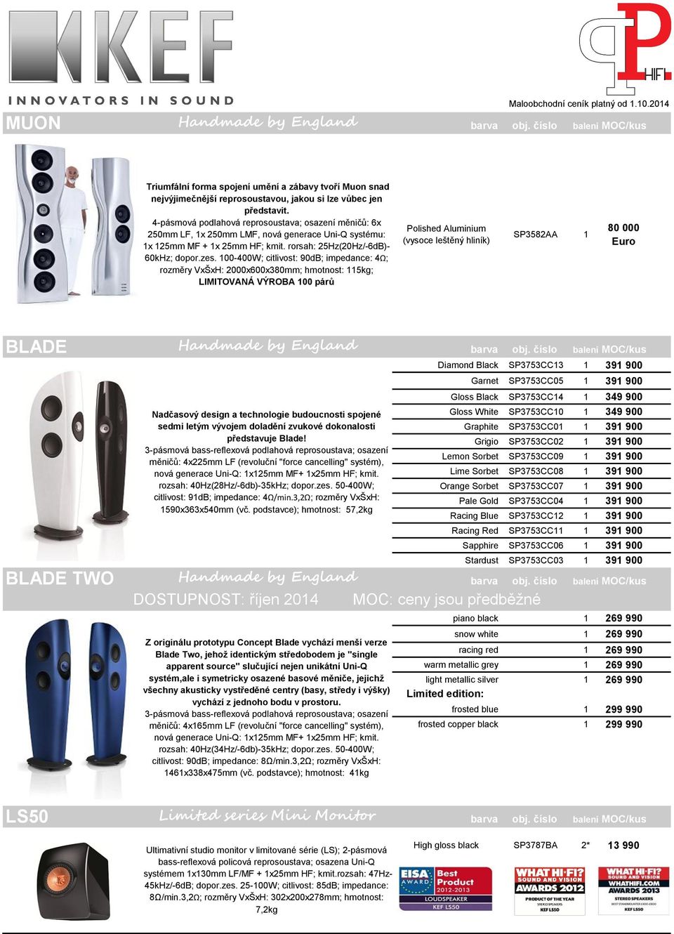 4-pásmová podlahová reprosoustava; osazení měničů: 6x 250mm LF, 1x 250mm LMF, nová generace Uni-Q systému: 1x 125mm MF + 1x 25mm HF; kmit. rorsah: 25Hz(20Hz/-6dB)- 60kHz; dopor.zes.