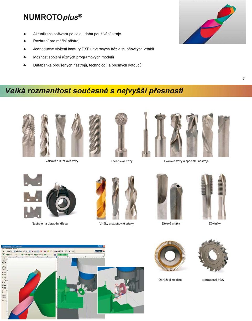 brusných kotoučů 7 Velká rozmanitost současně s nejvyšší přesností Válcové a kuželové frézy Technické frézy Tvarové frézy a
