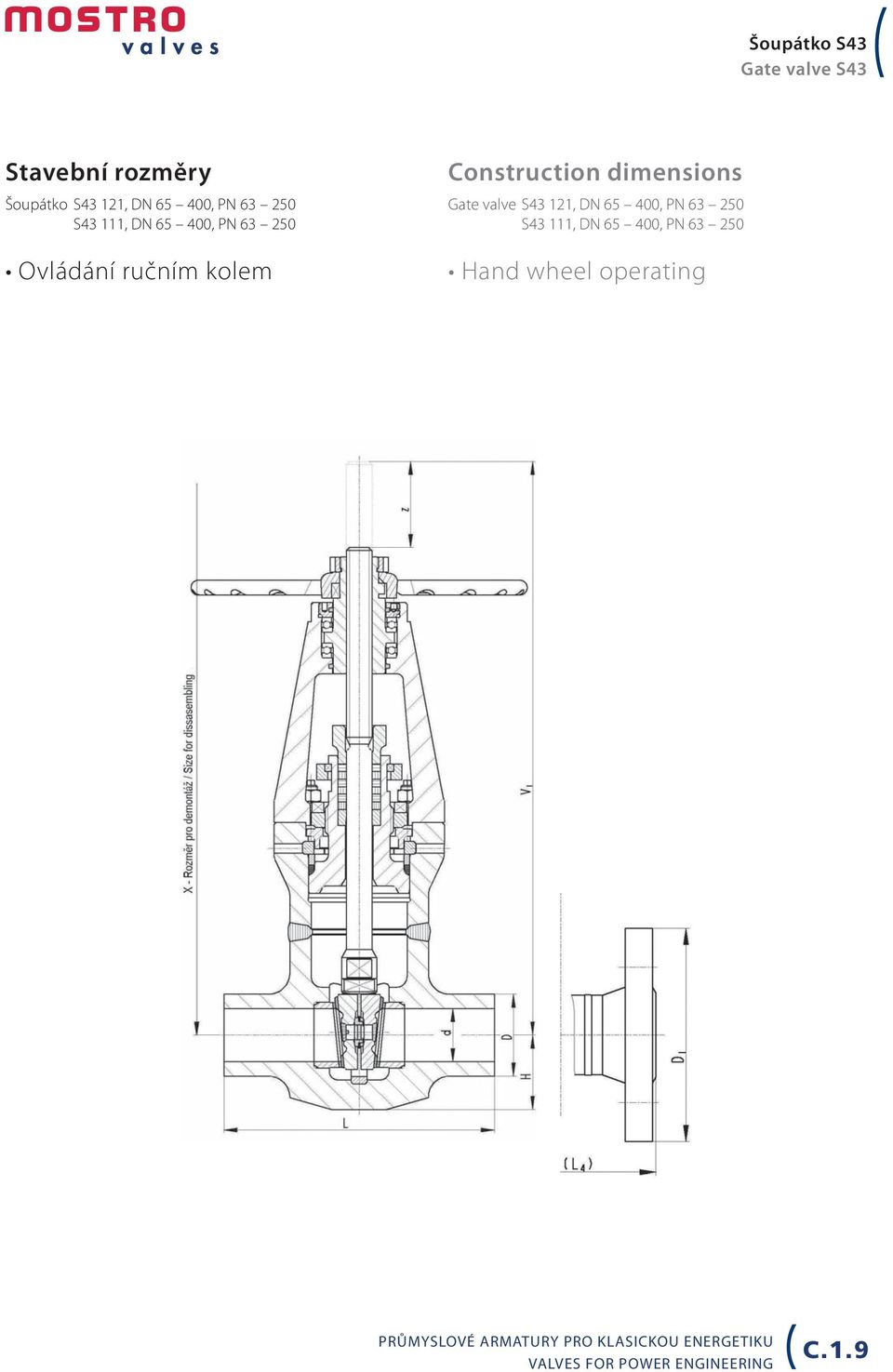 kolem Construction dimensions 121, DN 65 400, PN