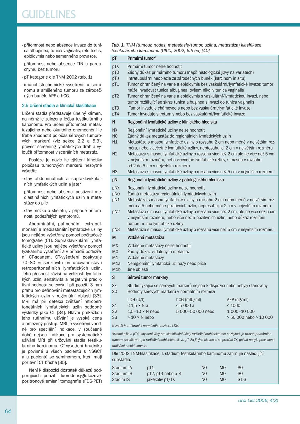 02 (tab. 1) - imunohistochemické vyšetření: u seminomu a smíšeného tumoru ze zárodečných buněk, APF a hcg. 2.