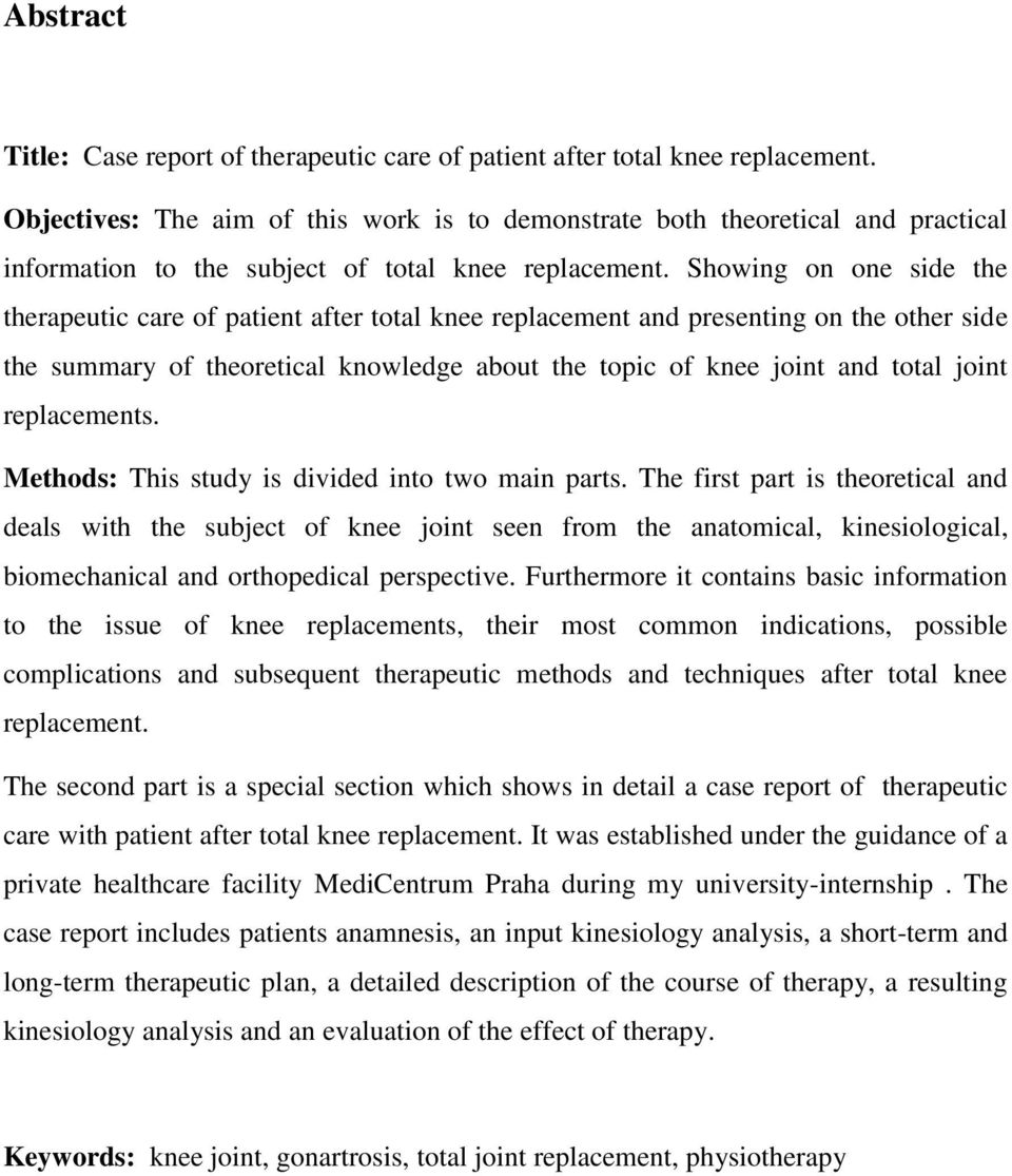 Showing on one side the therapeutic care of patient after total knee replacement and presenting on the other side the summary of theoretical knowledge about the topic of knee joint and total joint