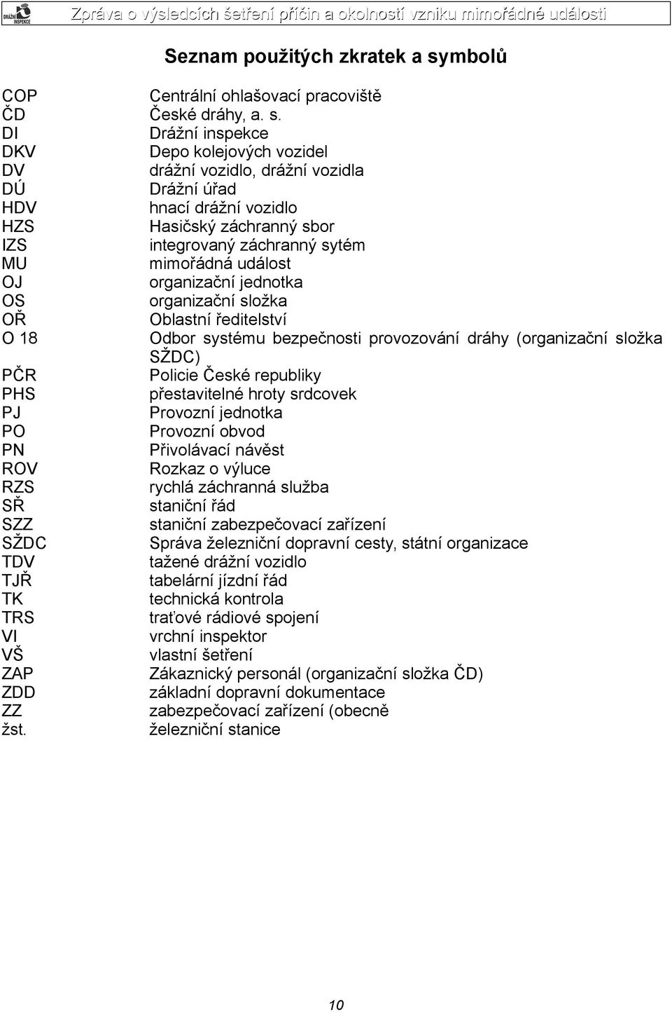 Drážní inspekce Depo kolejových vozidel drážní vozidlo, drážní vozidla Drážní úřad hnací drážní vozidlo Hasičský záchranný sbor integrovaný záchranný sytém mimořádná událost organizační jednotka