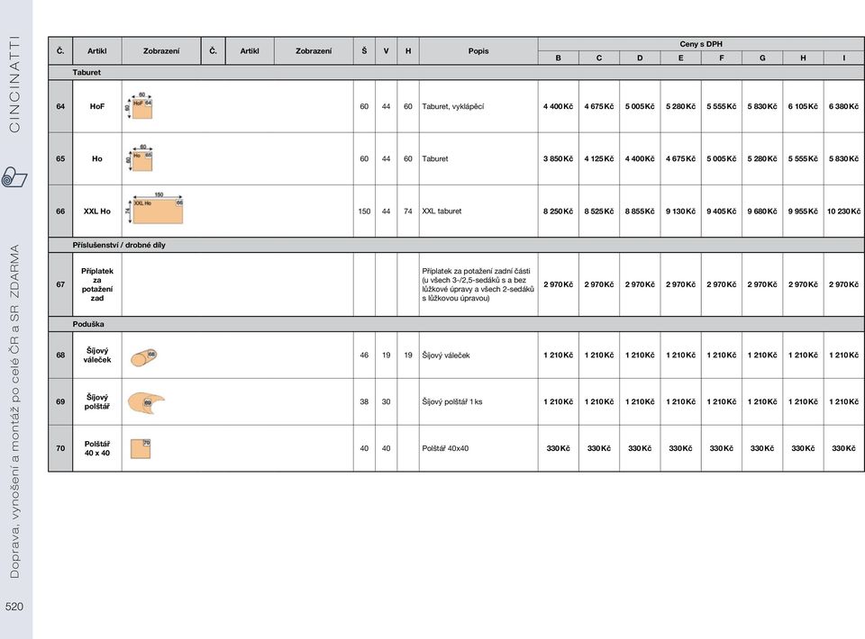 Kč 5 005 Kč 5 280 Kč 5 555 Kč 5 830 Kč 66 XXL Ho 150 44 74 XXL taburet 8 250 Kč 8 525 Kč 8 855 Kč 9 130 Kč 9 405 Kč 9 680 Kč 9 955 Kč 10 230 Kč Doprava, vynošení a montáž po celé ČR a SR ZDARMA 67 68