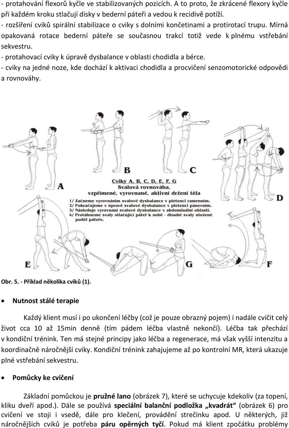 - protahovací cviky k úpravě dysbalance v oblasti chodidla a bérce. - cviky na jedné noze, kde dochází k aktivaci chodidla a procvičení senzomotorické odpovědi a rovnováhy. Obr. 5.