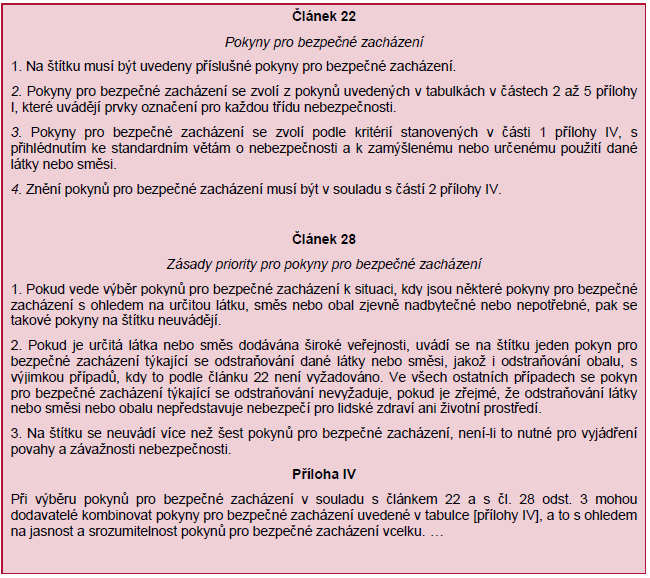 Výběr pokynů pro