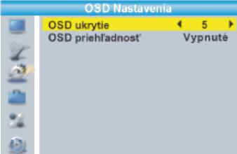 Potvzení hesla : Slouží pro potvrzení nového hesla. OSD nastavení Toto menu umožňuje skrýt OSD a OSD průhlednost.