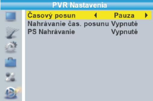 Pro potvrzení zmáčkněte OK a pro zrušení zmáčkněte Zrušit. PVR nastavenítoto menu slouží pro nastavení PVR. Toto menu slouží pro nastavení PVR.