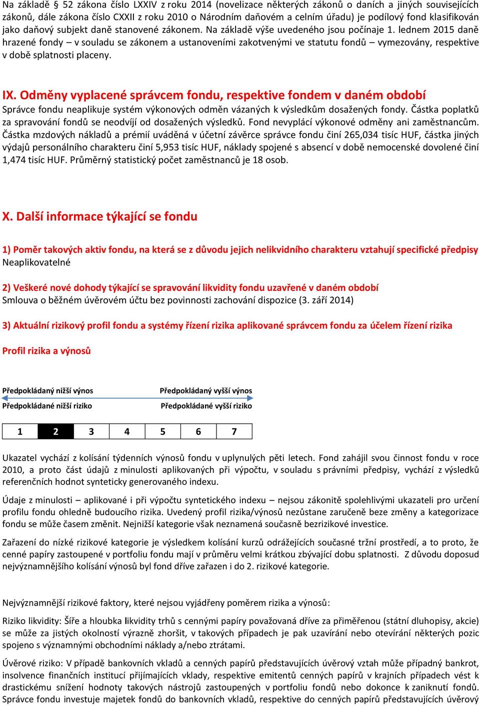 lednem 2015 daně hrazené fondy v souladu se zákonem a ustanoveními zakotvenými ve statutu fondů vymezovány, respektive v době splatnosti placeny. IX.