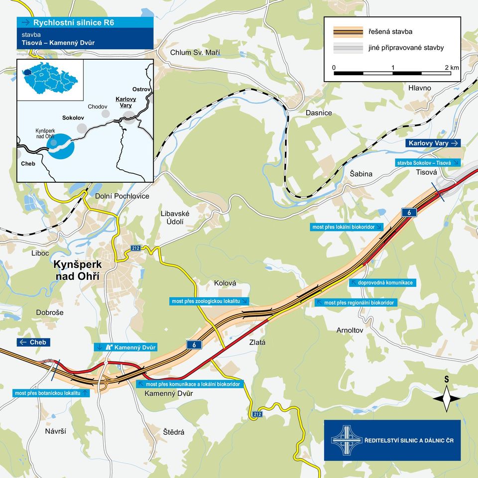 Maøí øešená stavba jiné pøipravované stavby 0 1 2 km Hlavno Dasnice Karlovy Vary Cheb Šabina stavba Sokolov Tisová Tisová Dolní Pochlovice Libavské Údolí