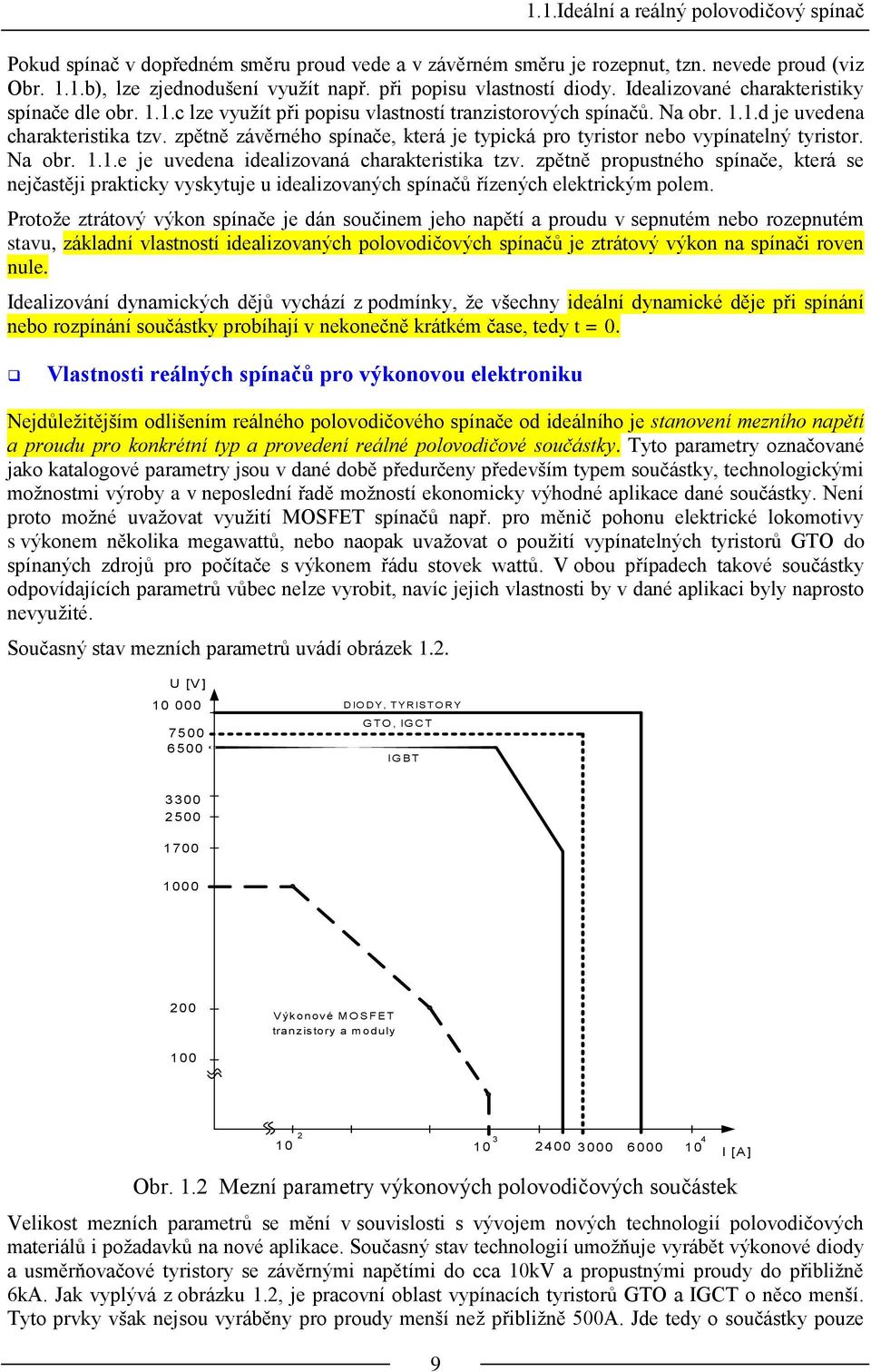 zpětně závěrného spínače, která je typická pro tyristor nebo vypínatelný tyristor. Na obr. 1.1.e je uvedena idealizovaná charakteristika tzv.