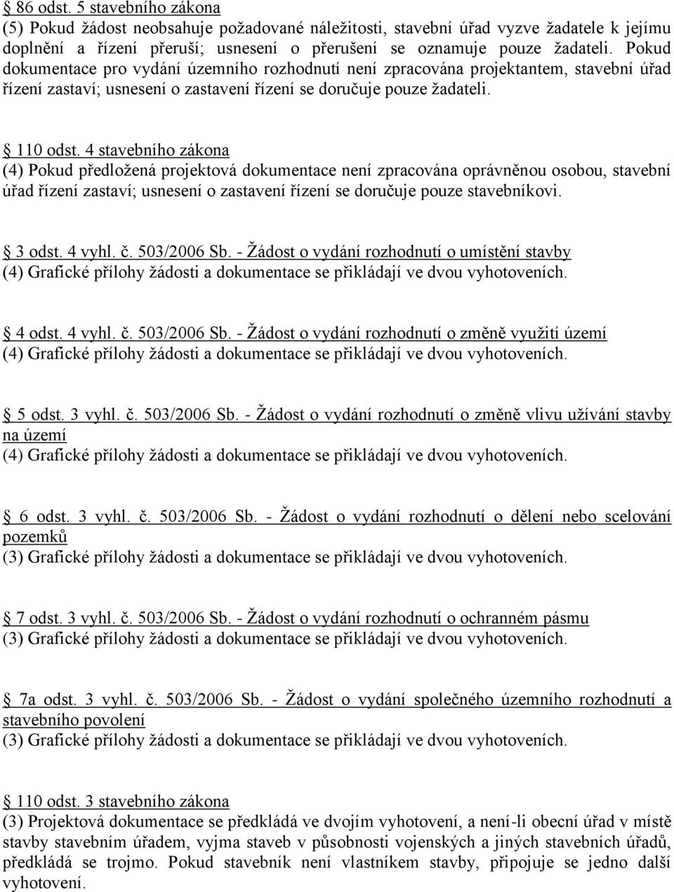 4 stavebního zákona (4) Pokud předložená projektová dokumentace není zpracována oprávněnou osobou, stavební úřad řízení zastaví; usnesení o zastavení řízení se doručuje pouze stavebníkovi. 3 odst.