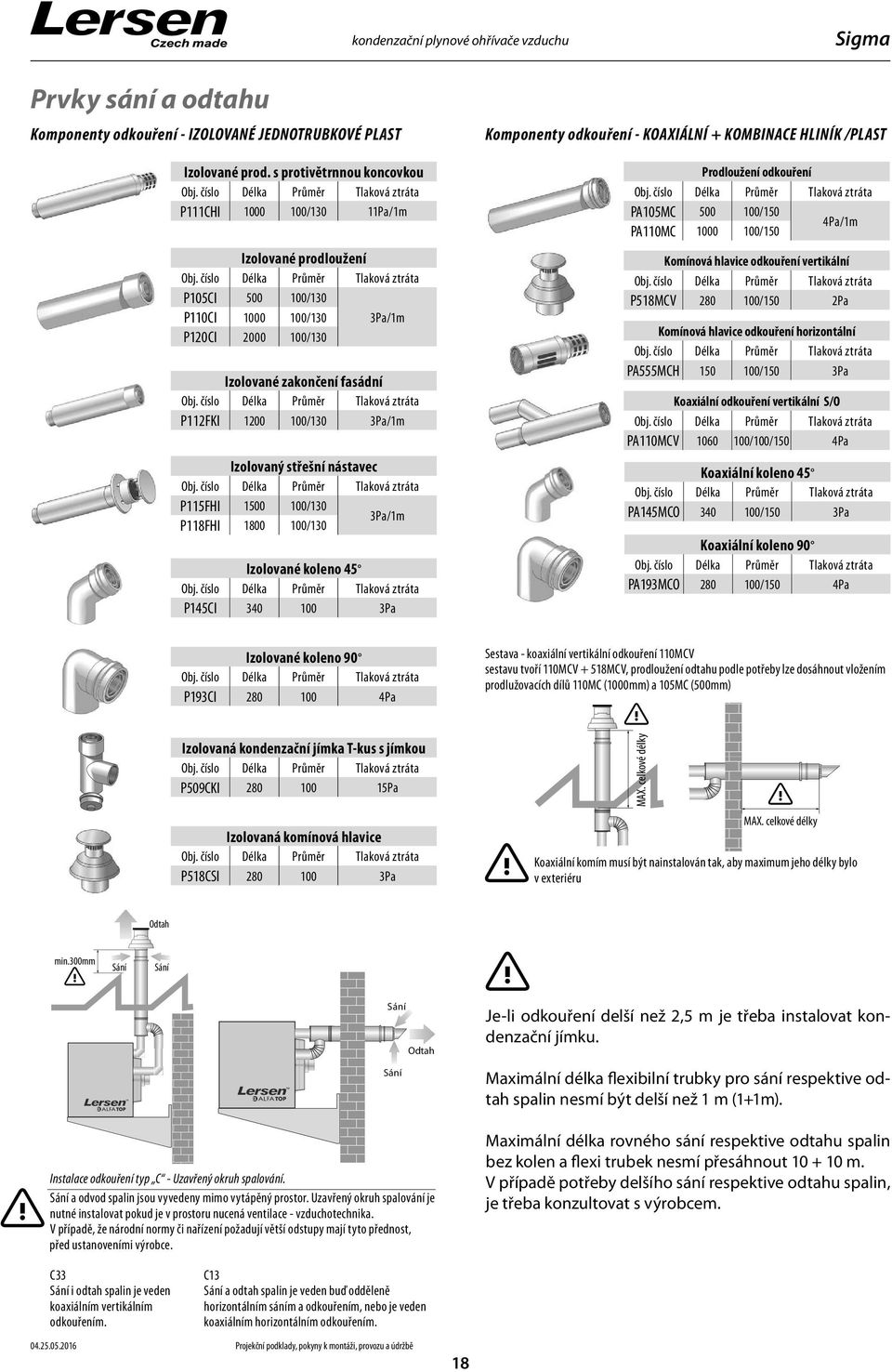 P5FHI 500 00/30 3Pa/m P8FHI 800 00/30 Izolované koleno 45 P45CI 340 00 3Pa Komponenty odkouření - KOAXIÁLNÍ + KOMBINACE HLINÍK /PLAST Prodloužení odkouření PA05MC 500 00/50 4Pa/m PA0MC 000 00/50