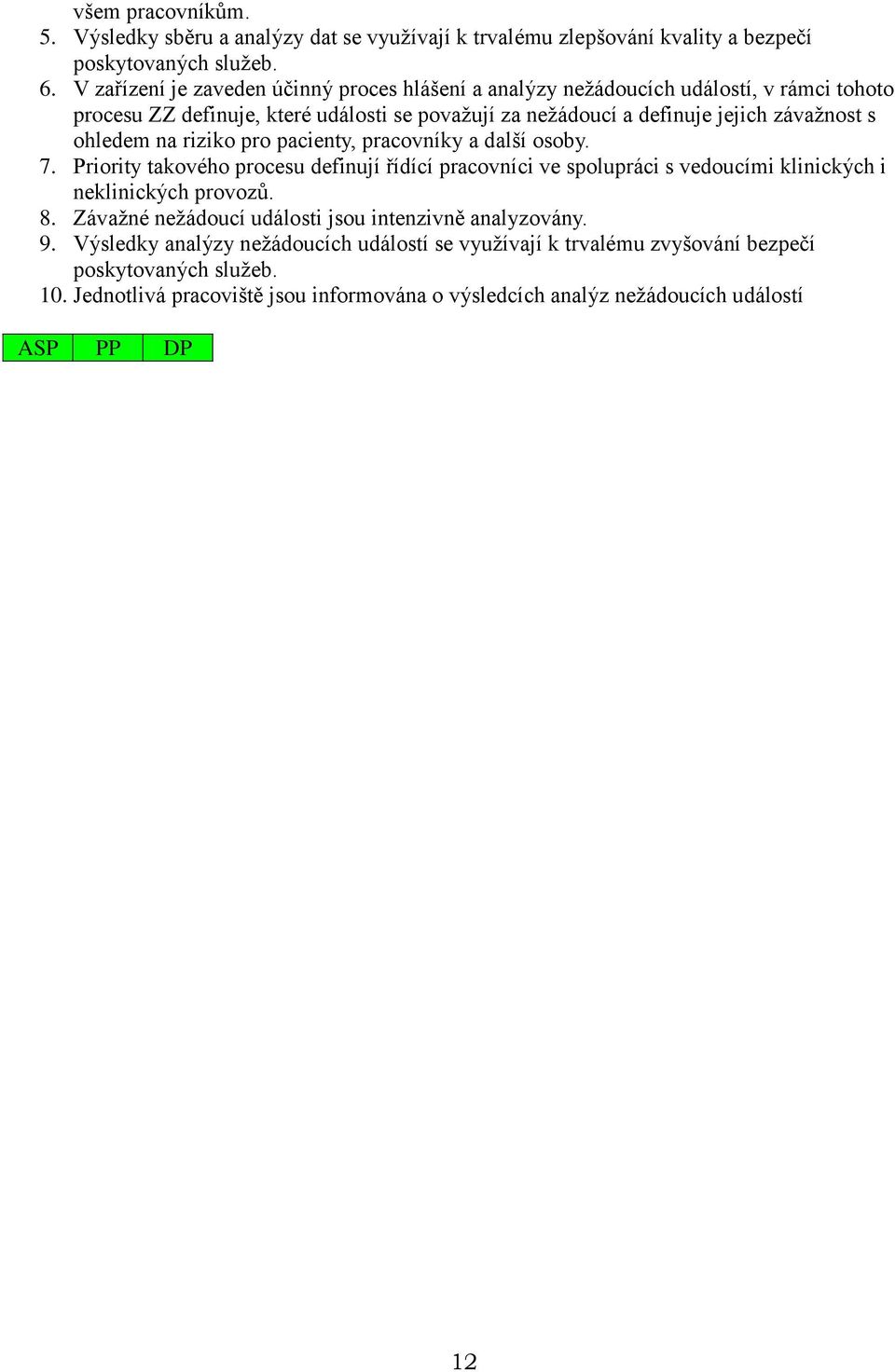 ohledem na riziko pro pacienty, pracovníky a další osoby. 7. Priority takového procesu definují řídící pracovníci ve spolupráci s vedoucími klinických i neklinických provozů. 8.