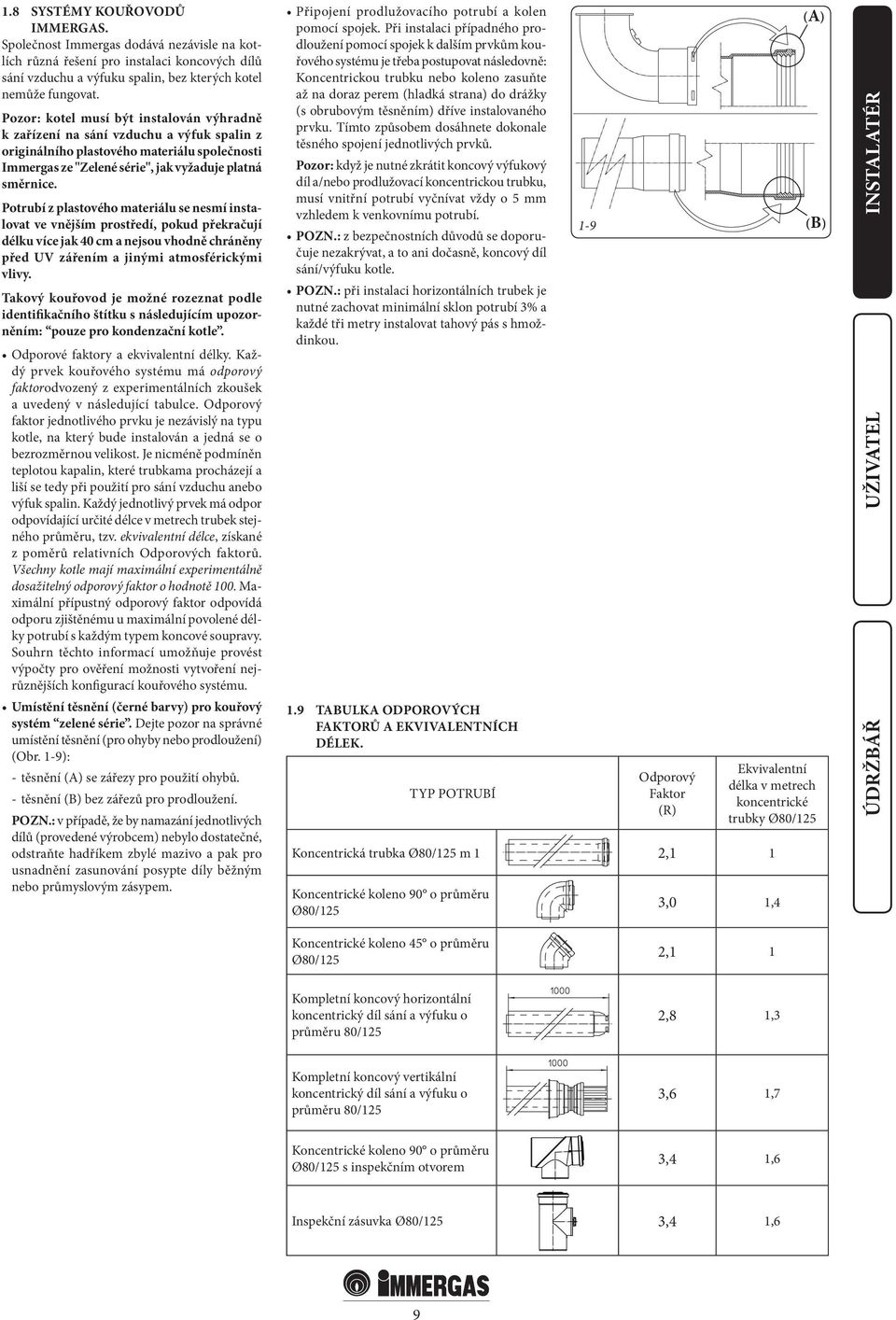 Potrubí z plastového materiálu se nesmí instalovat ve vnějším prostředí, pokud překračují délku více jak 40 cm a nejsou vhodně chráněny před UV zářením a jinými atmosférickými vlivy.