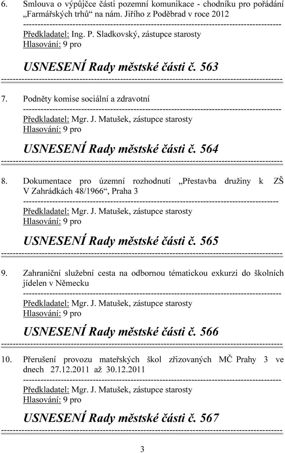 Dokumentace pro územní rozhodnutí Přestavba družiny k ZŠ V Zahrádkách 48/1966, ---------------------------------------------------------------------------------------- USNESENÍ Rady