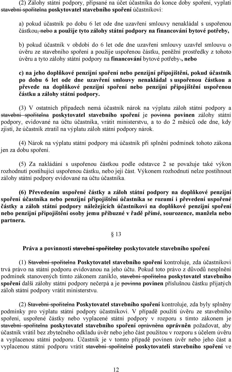 ze stavebního spoření a použije uspořenou částku, peněžní prostředky z tohoto úvěru a tyto zálohy státní podpory na financování bytové potřeby.