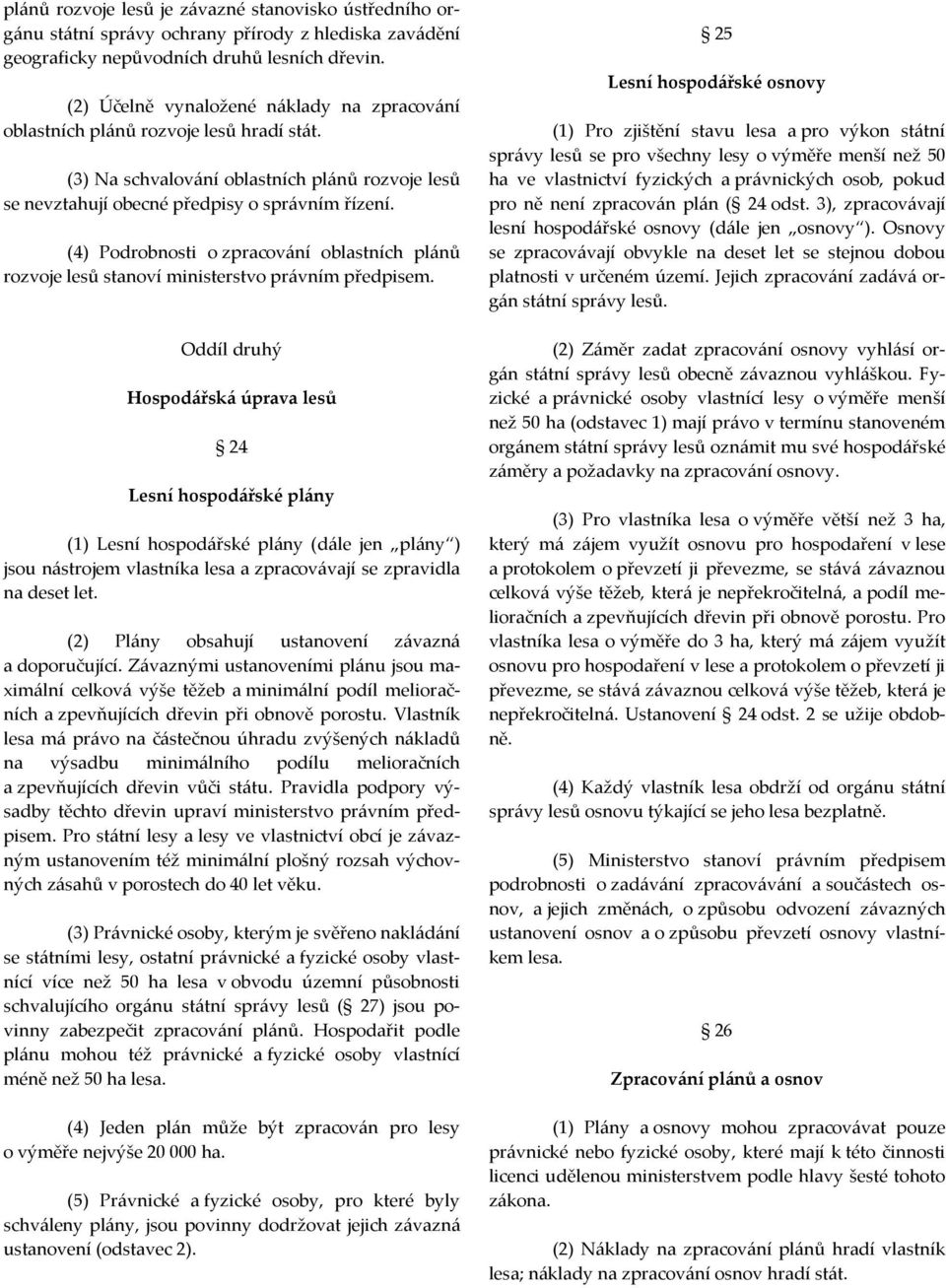 (4) Podrobnosti o zpracování oblastních plánů rozvoje lesů stanoví ministerstvo právním předpisem.