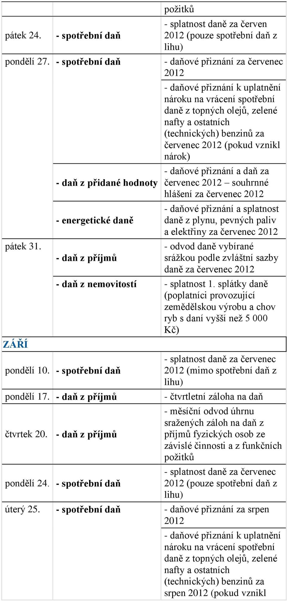 a elektřiny za červenec daně za červenec - daň z nemovitostí - splatnost 1.