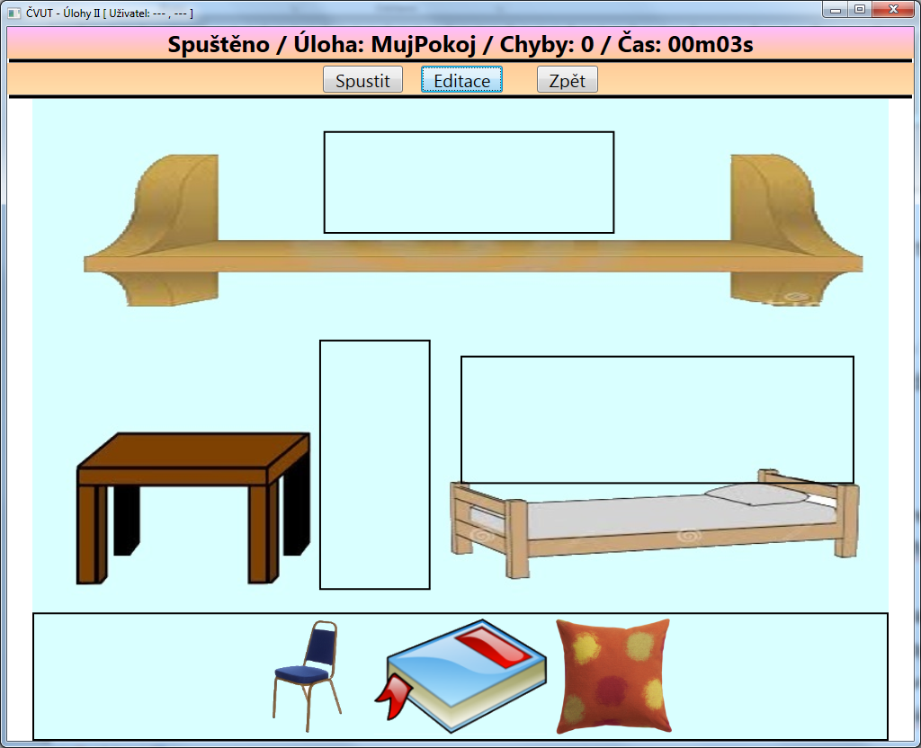 Obrázky předmětů budou automaticky vloženy zpět do spodního rámečku a zadání je připraveno pro skutečnou hru.