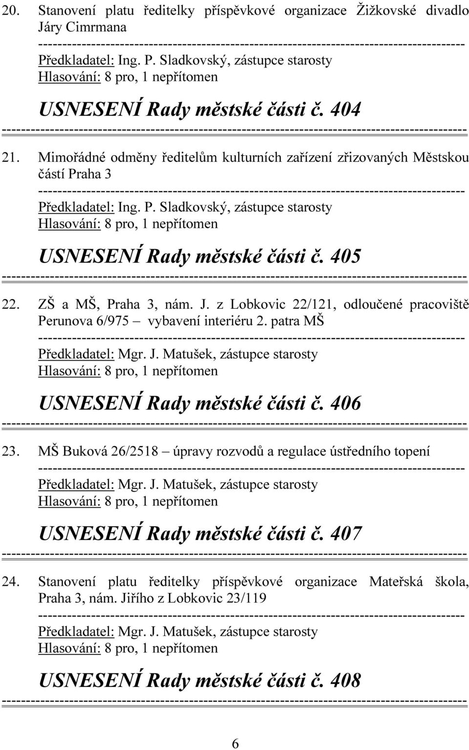 z Lobkovic 22/121, odloučené pracoviště Perunova 6/975 vybavení interiéru 2. patra MŠ USNESENÍ Rady městské části č. 406 23.