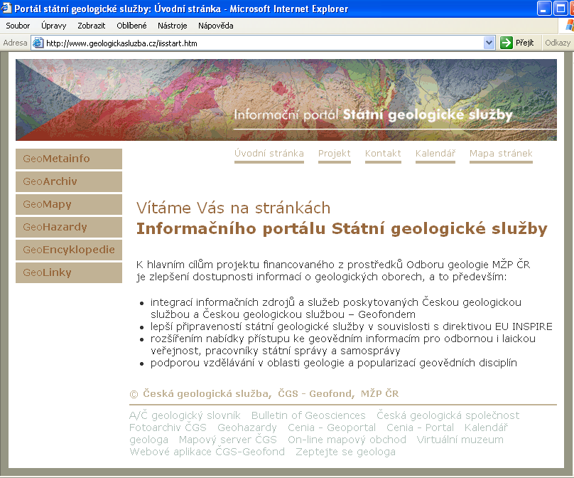 Portál Státní geologické služby www.geologickasluzba.