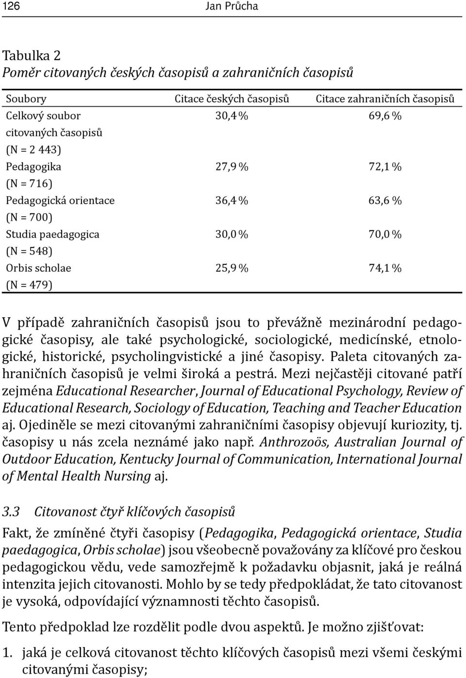 to převážně mezinárodní pedagogické časopisy, ale také psychologické, sociologické, medicínské, etnologické, historické, psycholingvistické a jiné časopisy.
