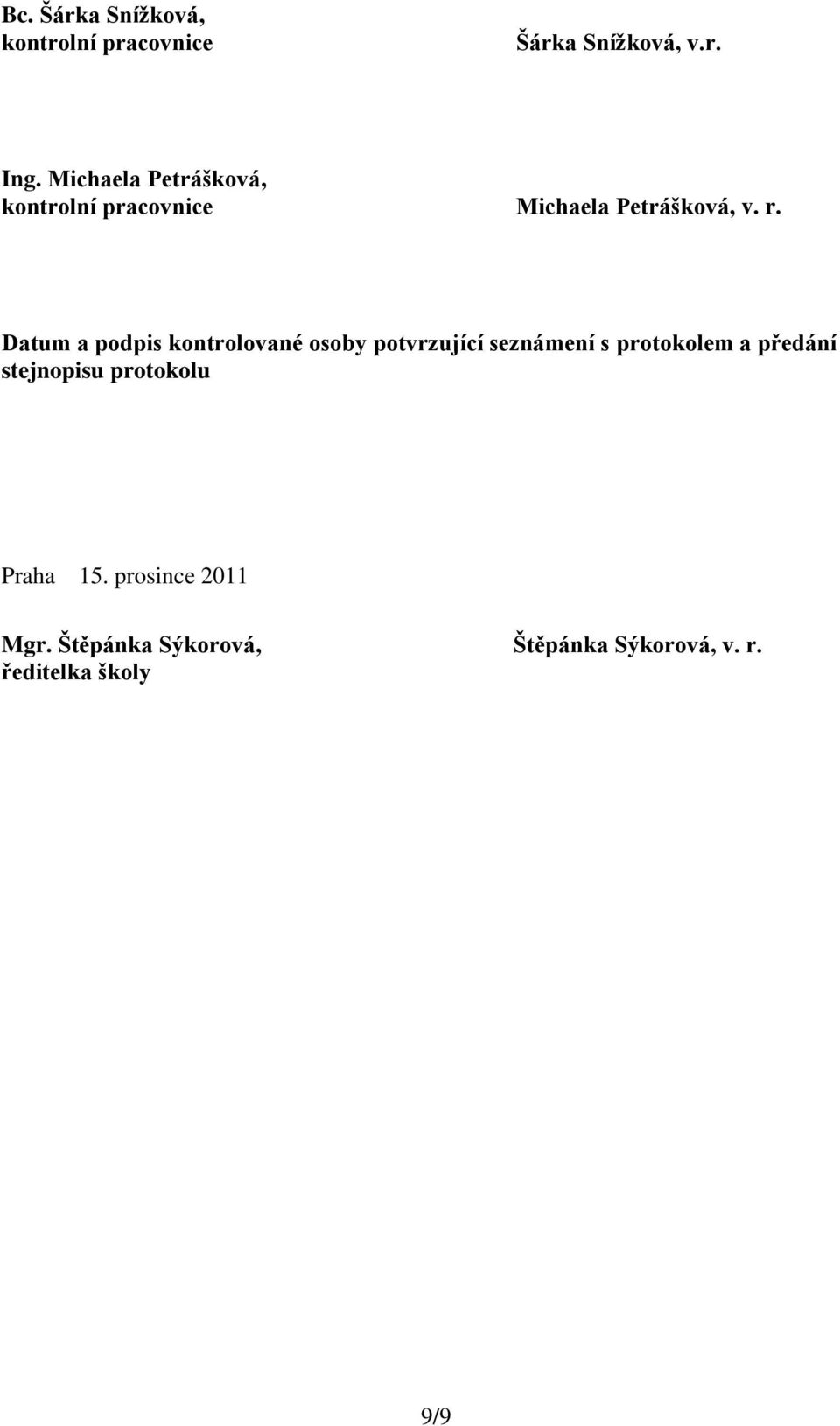 Datum a podpis kontrolované osoby potvrzující seznámení s protokolem a předání