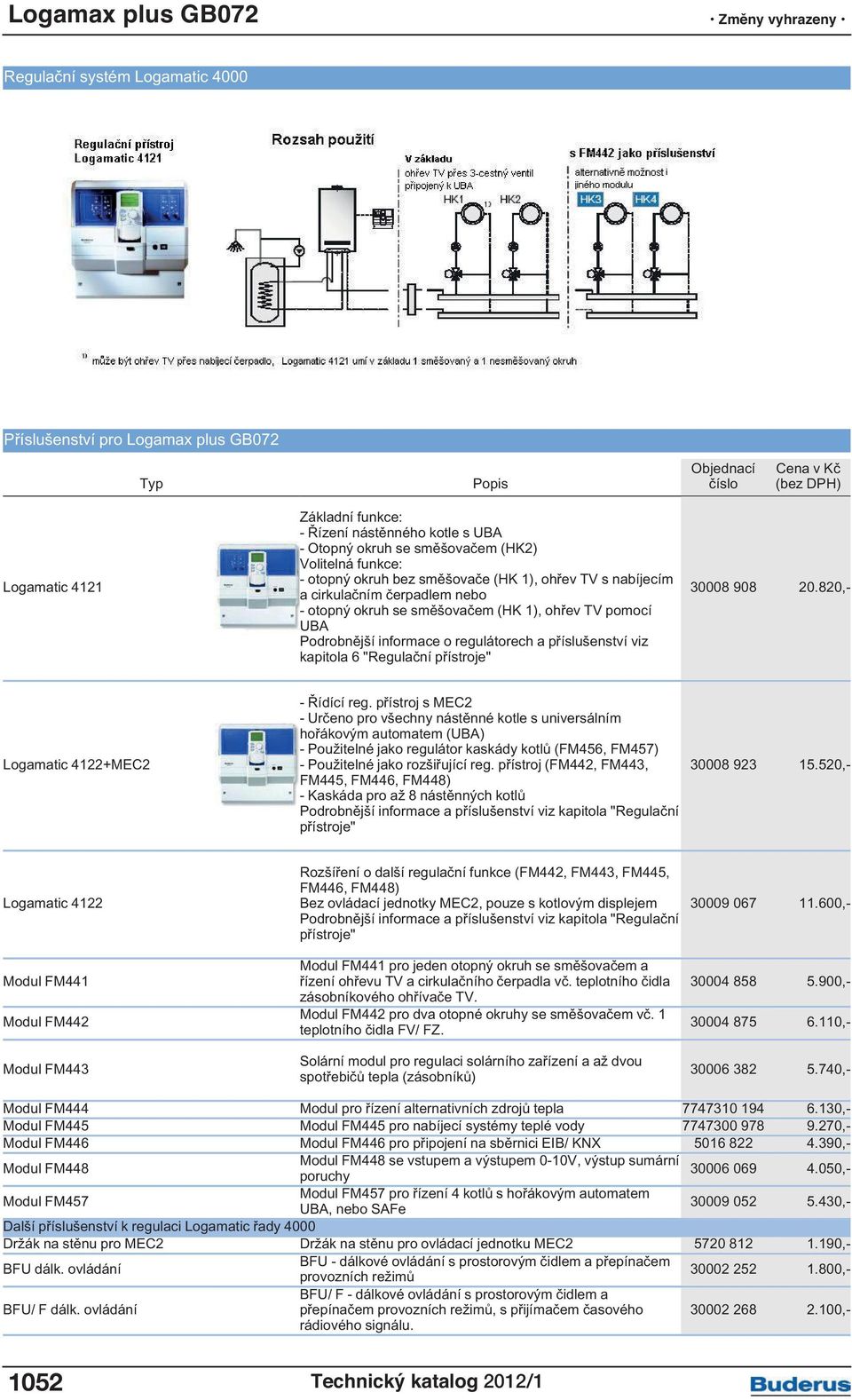 kapitola 6 "Regulační přístroje" 30008 908 20.820,- Logamatic 4122+MEC2 - Řídící reg.