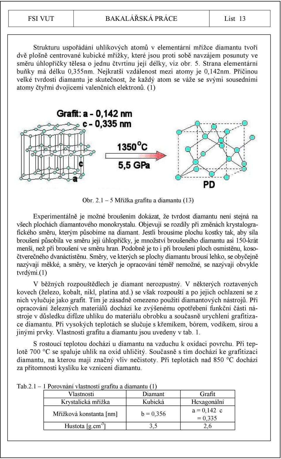 Příčinou velké tvrdosti diamantu je skutečnost, že každý atom se váže se svými sousedními atomy čtyřmi dvojicemi valenčních elektronů. (1) Obr. 2.