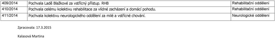 vlídné zacházení a domácí pohodu.