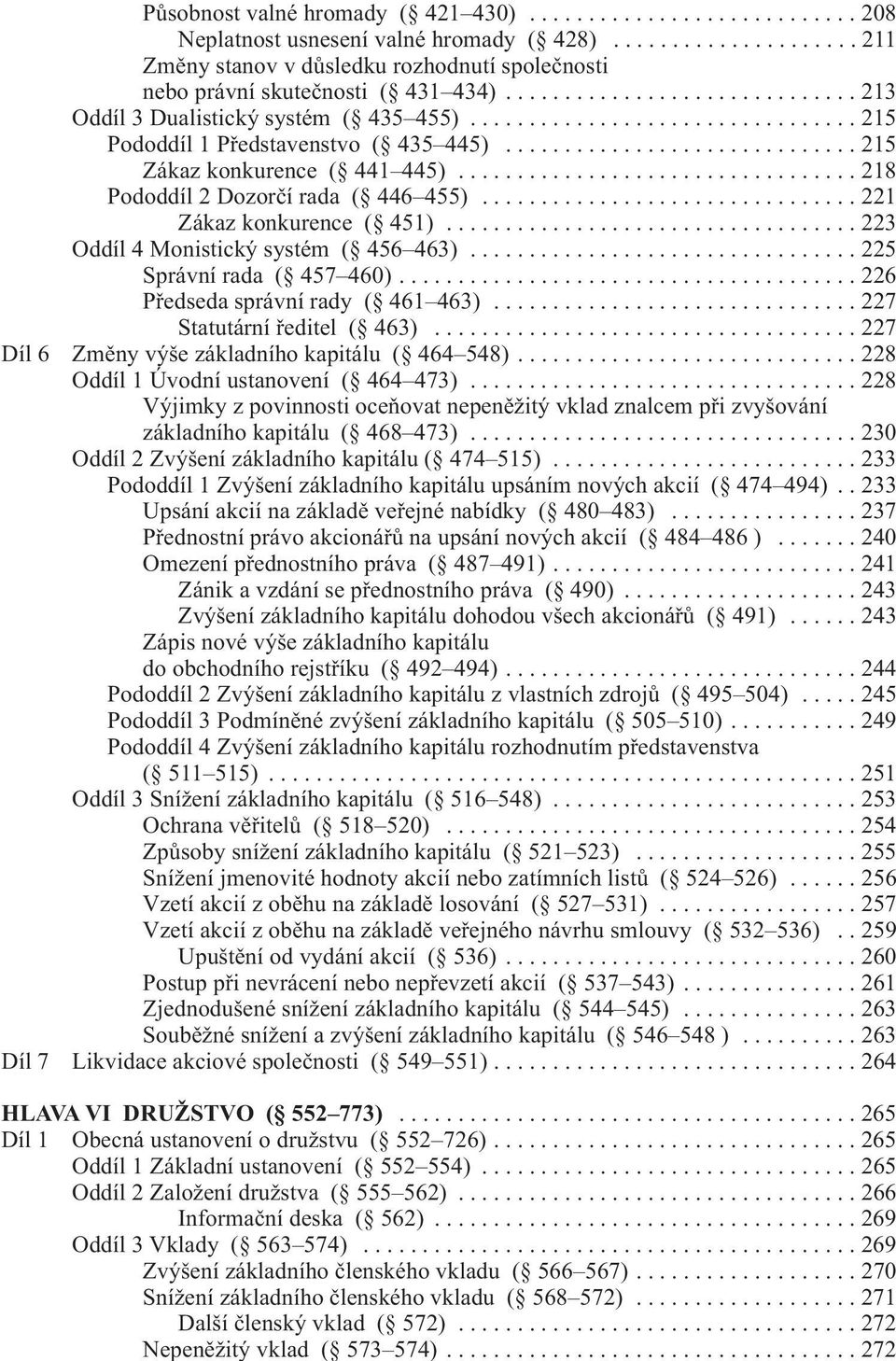 ................................. 218 Pododdíl 2 Dozorčí rada ( 446 455)................................ 221 Zákaz konkurence ( 451)................................... 223 Oddíl 4 Monistický systém ( 456 463).