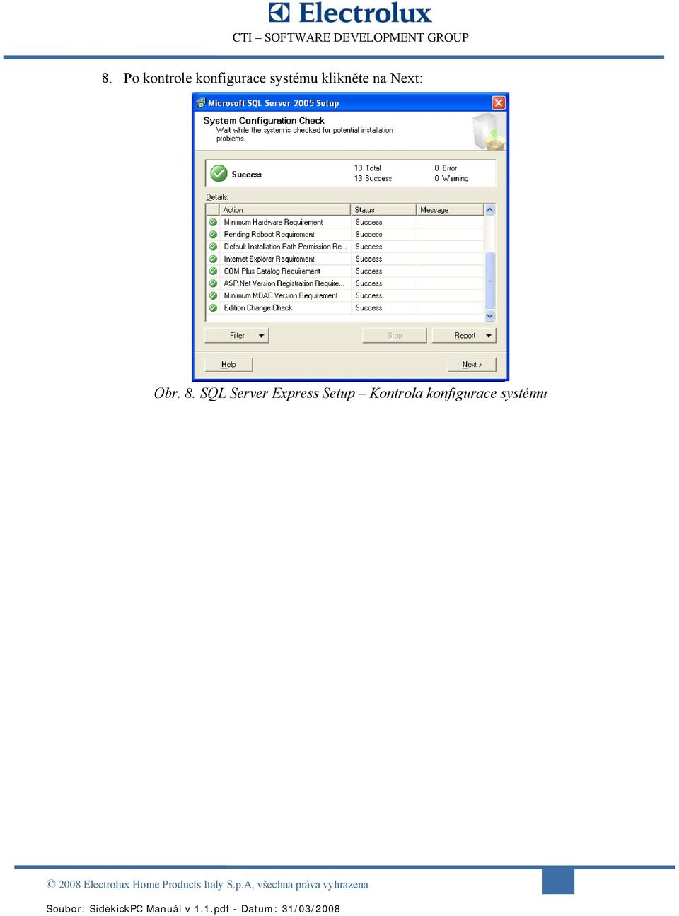 SQL Server Express Setup Kontrola konfigurace