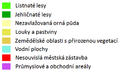 K ní ve východní a jižní části přiléhají oblasti klasifikované jako průmyslové a obchodní areály.