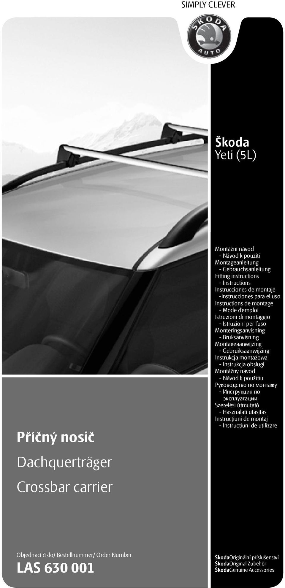 Příčný nosič Dachquerträger Crossbar carrier. Škoda Yeti (5L) SIMPLY CLEVER  - PDF Free Download