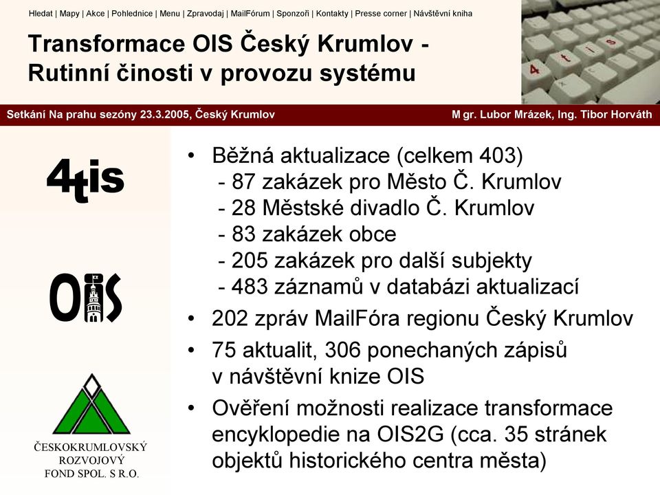 Krumlov - 83 zakázek obce - 205 zakázek pro další subjekty - 483 záznamů v databázi aktualizací 202 zpráv MailFóra