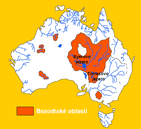 creek Největší je Středoaustralská pánev vyznačuje se vnitřním odtokem řídká síť periodických toků creeků,