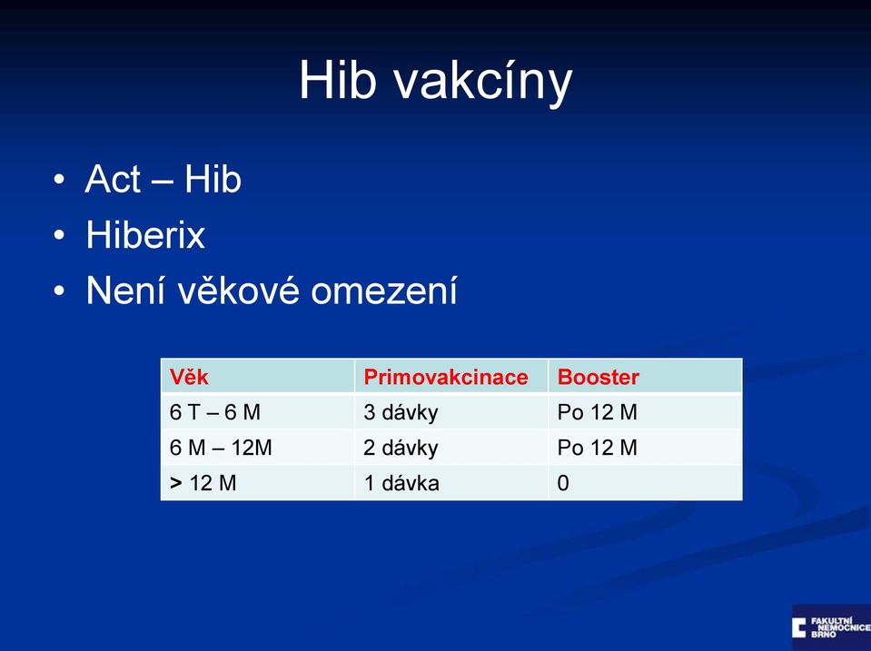 Booster 6 T 6 M 3 dávky Po 12 M 6