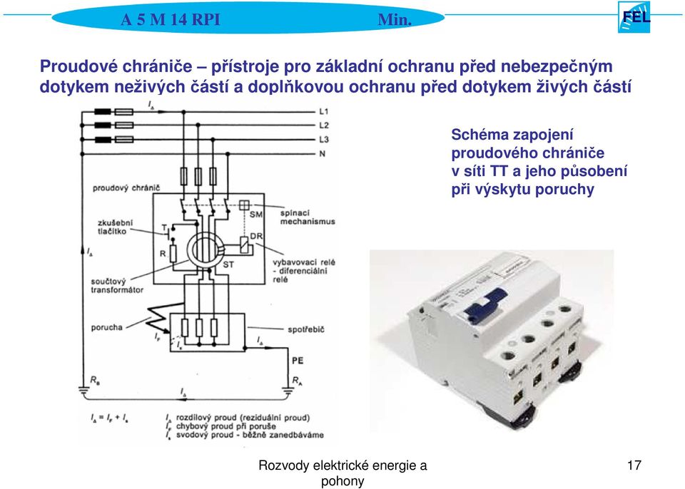 ochranu před dotykem živých částí Schéma zapojení