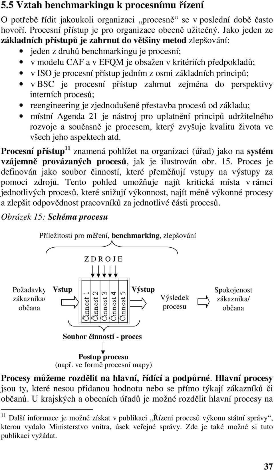 jedním z osmi základních principů; v BSC je procesní přístup zahrnut zejména do perspektivy interních procesů; reengineering je zjednodušeně přestavba procesů od základu; místní Agenda 21 je nástroj