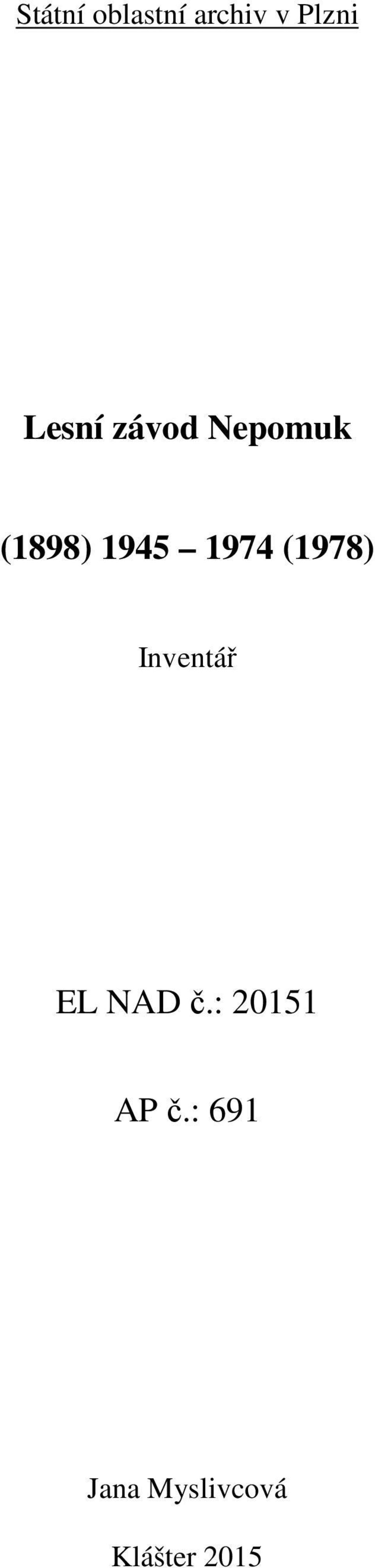 1974 (1978) Inventář EL NAD č.