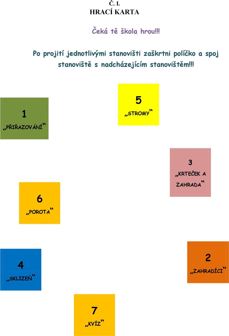 a spoj stanoviště s nadcházejícím stanovištěm!