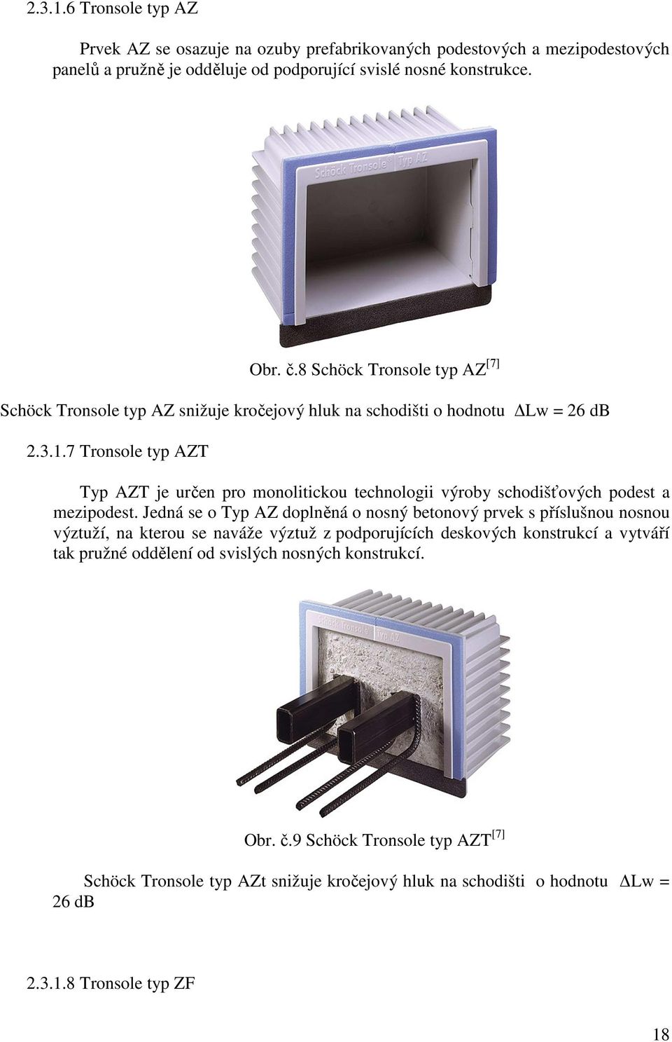 7 Tronsole typ AZT Typ AZT je určen pro monolitickou technologii výroby schodišťových podest a mezipodest.