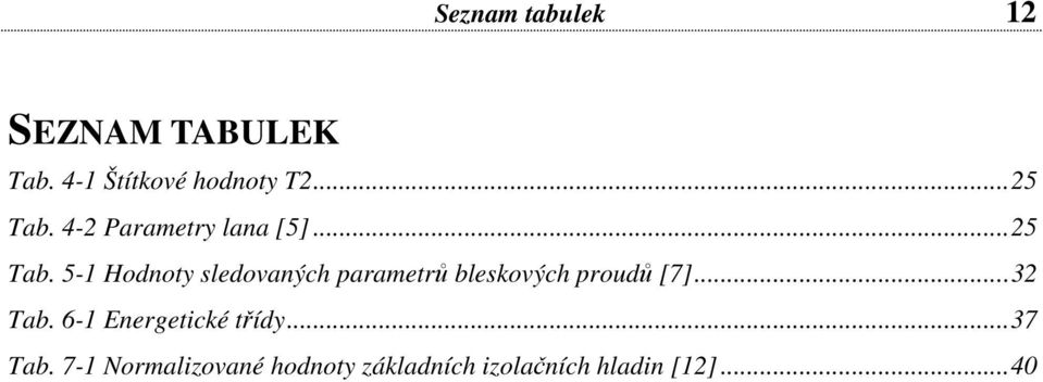 5-1 Hodnoty sledovaných parametrů bleskových proudů [7]... 3 Tab.