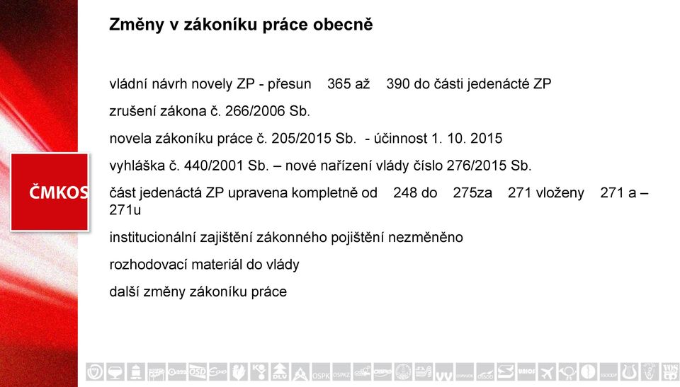 nové nařízení vlády číslo 276/2015 Sb.